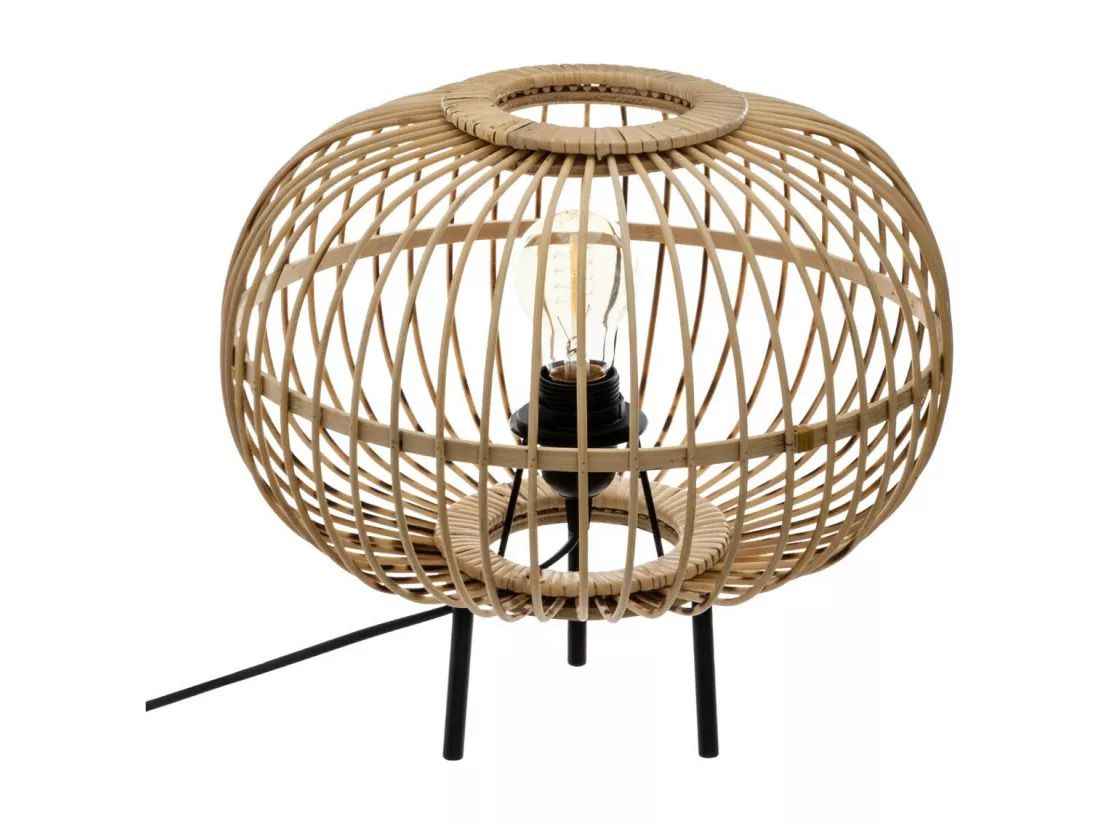Lampe à Poser en Bambou Trépied en métal H 31 cm