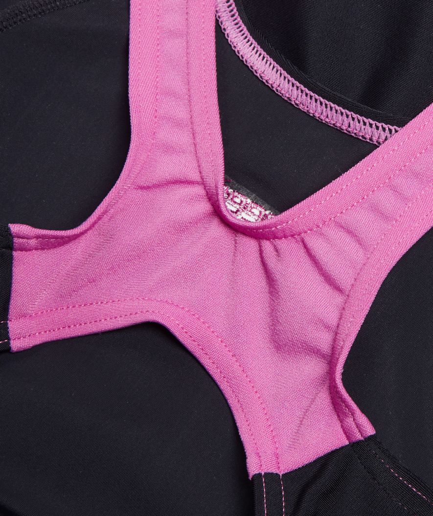 Speedo badedragt med ben til piger - Printed Panel - Sort/lyserød
