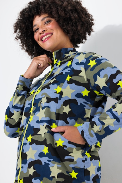 Sweatjacke, Camouflage mit Sternen, Langarm