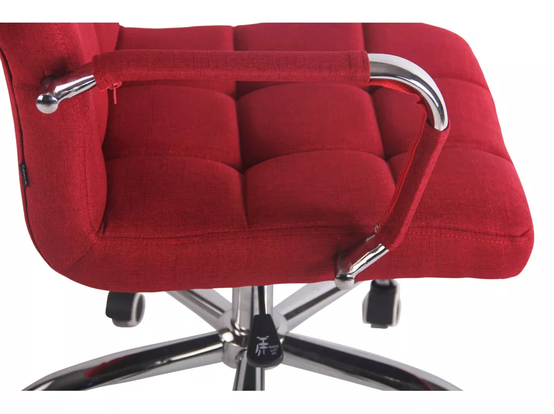 Chaise de bureau - Tissu & Métal chromé - Rouge - Deli