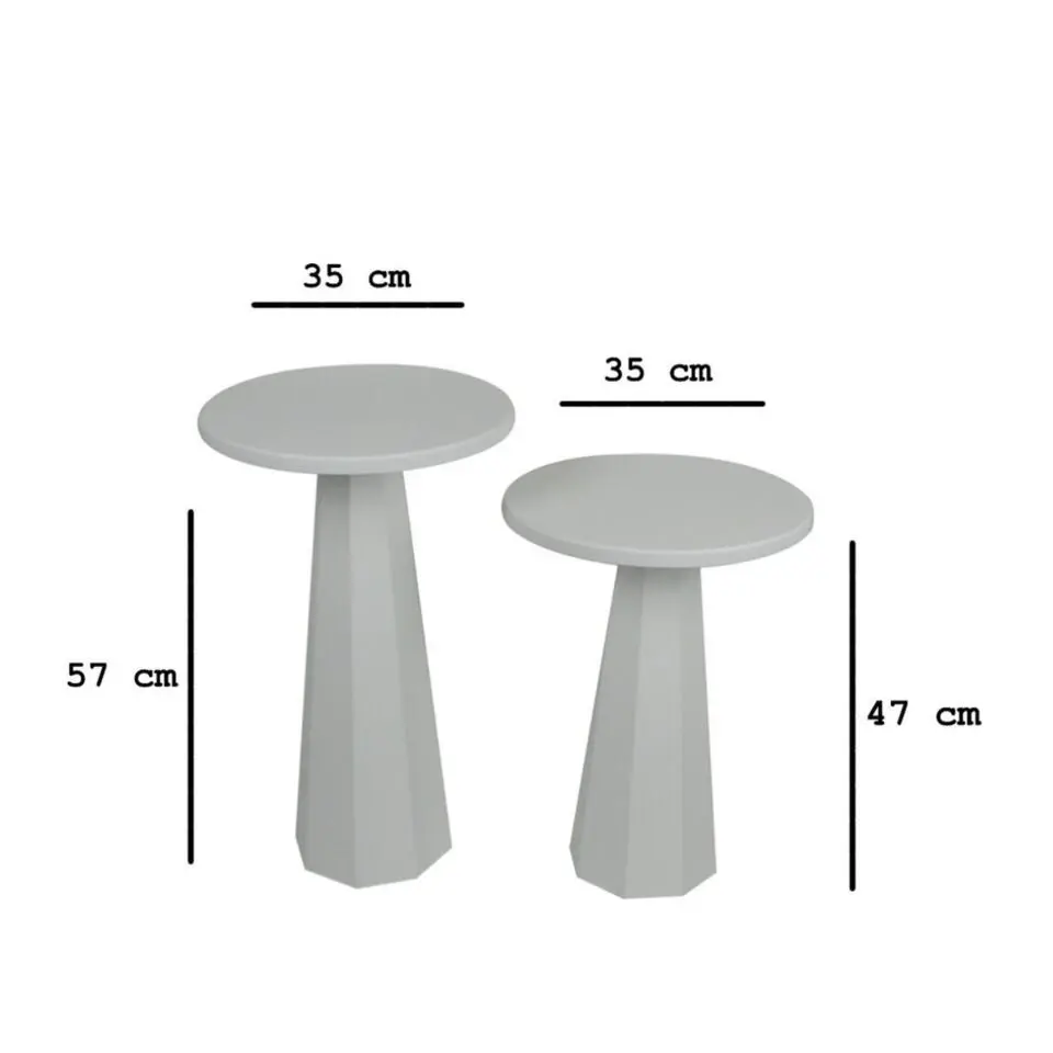 CALICOSY - Set 2 ronde bijzettafels LILYUM - Wit - 57x35x35 cm