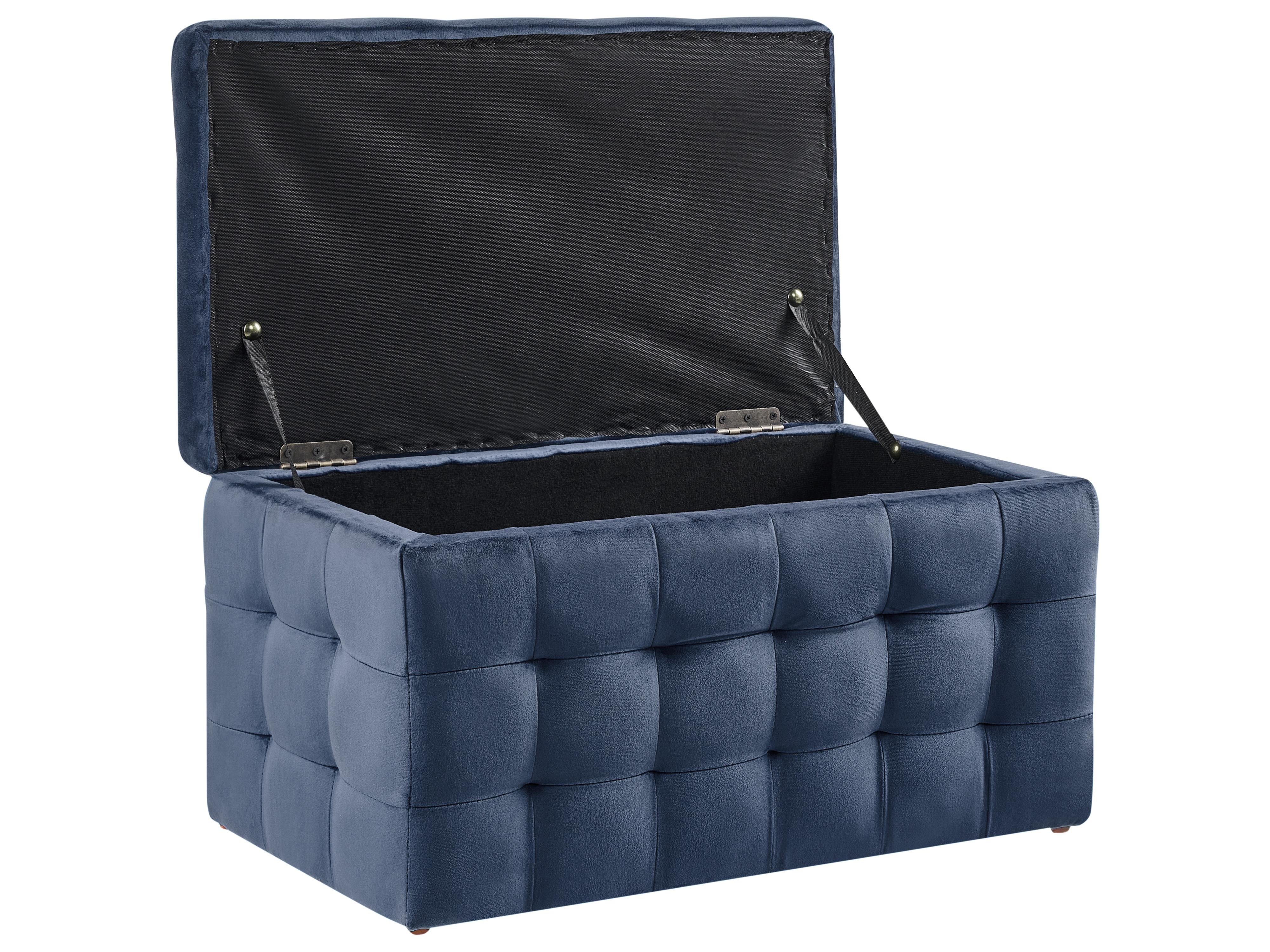 Opbergpoef MICHIGAN Fluweel Donkerblauw