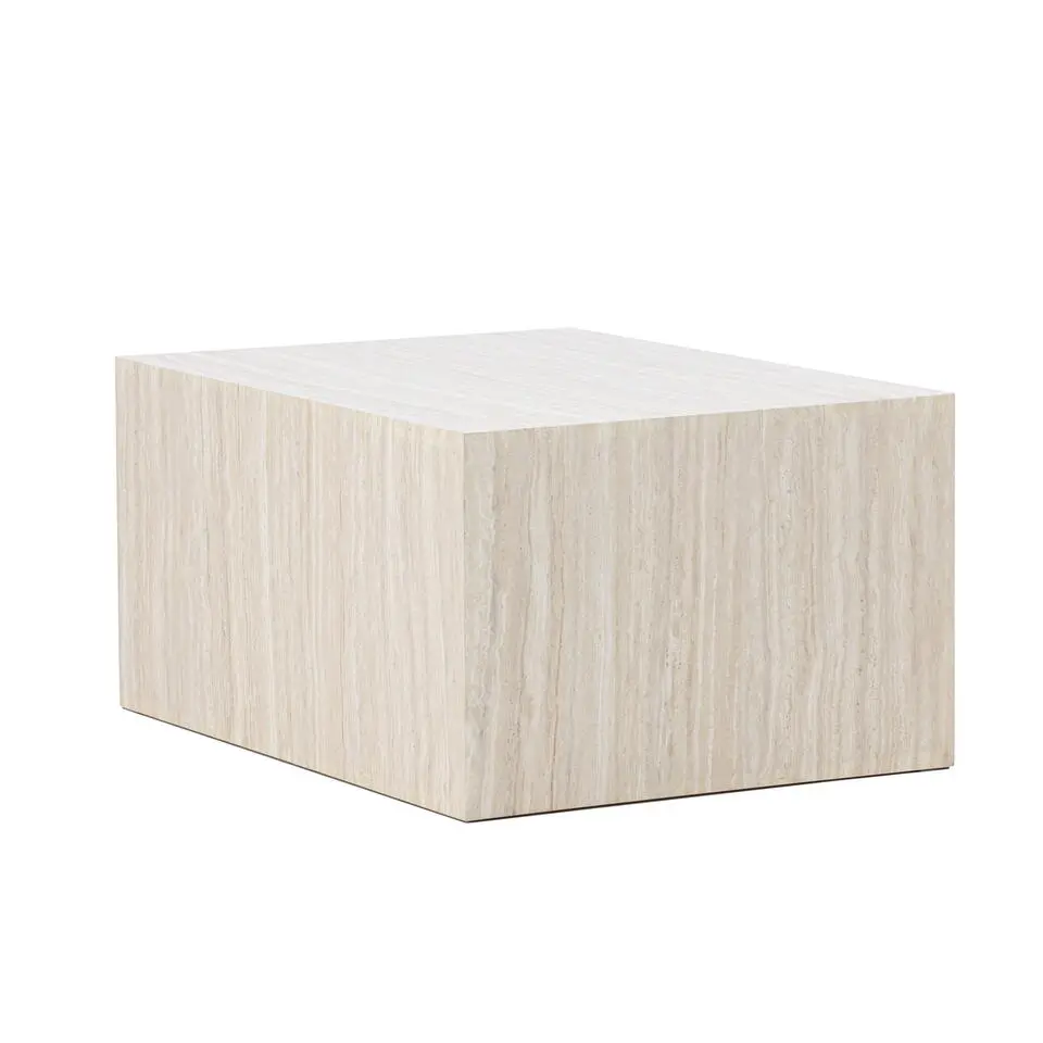 Salontafel Rechthoek - Beige Travertinlook MDF - 80x60x40cm - York