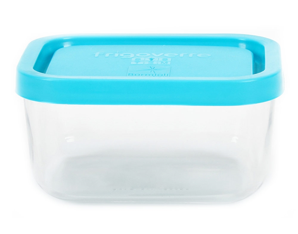 CAIXA HERMÉTICA FRIGOVERRE VIDRO COM TAMPA AZUL 13X10CM