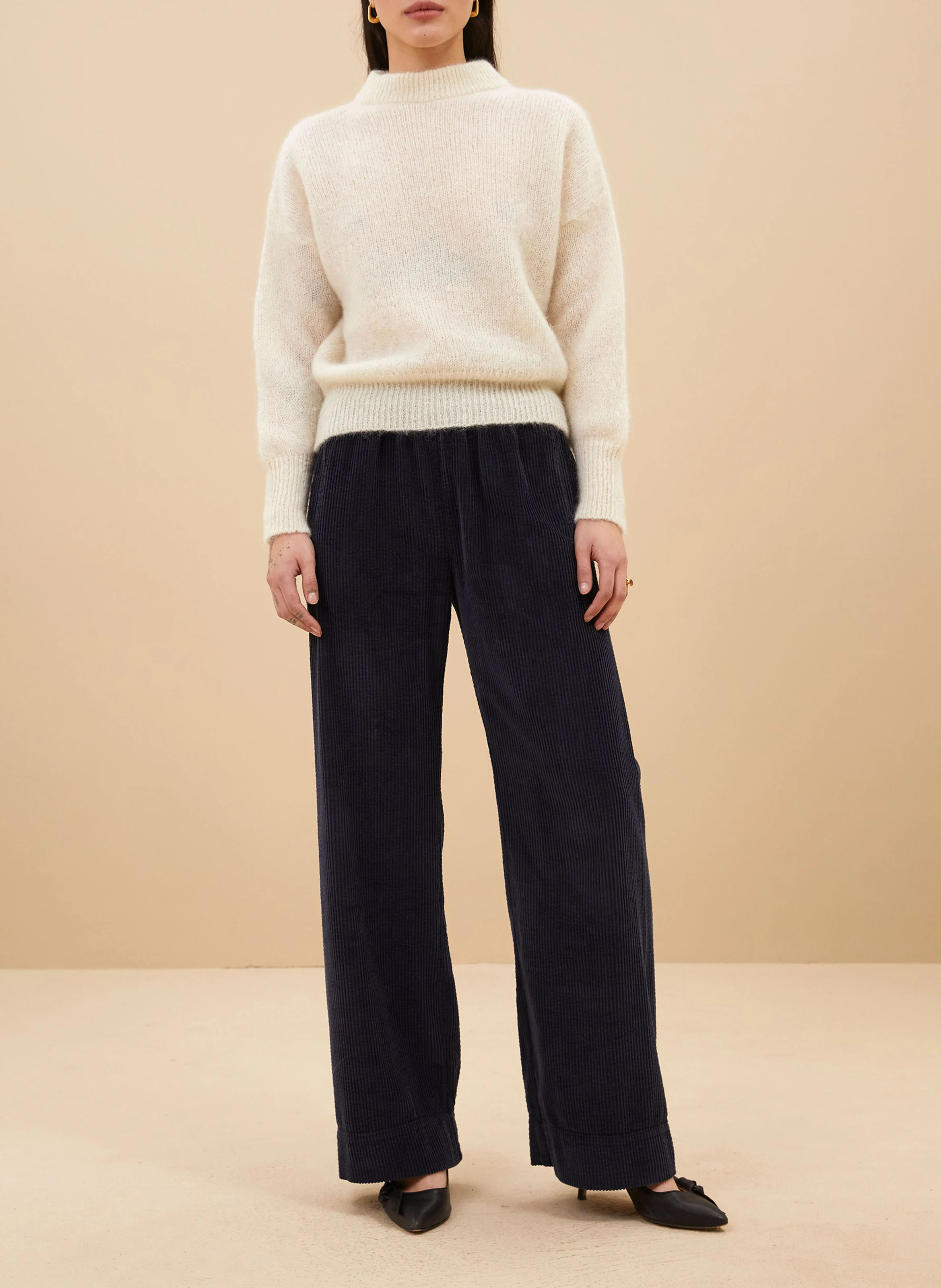 SONNY - Pull col rond en laine mélangée | Blanc