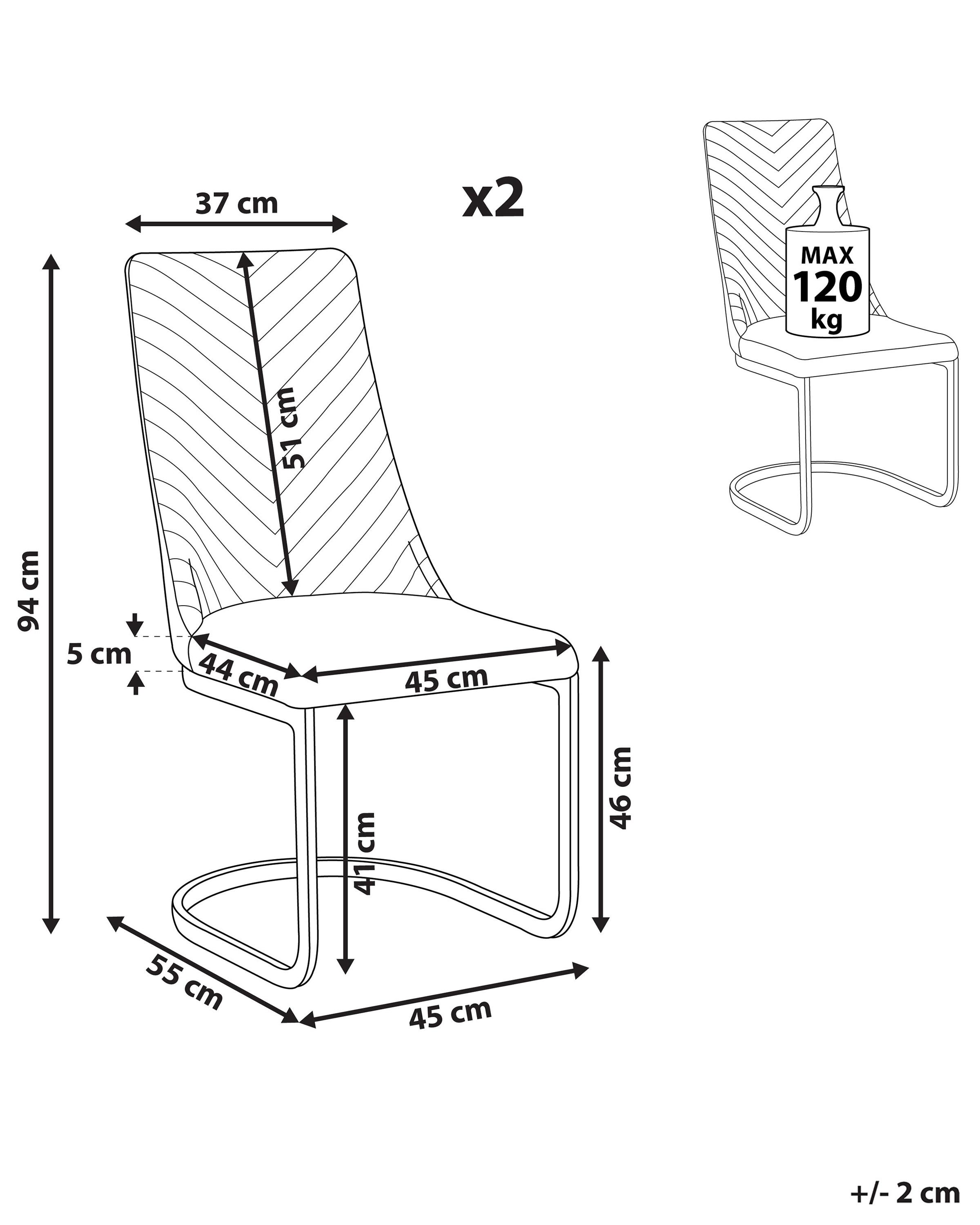 Set van 2 eetkamerstoelen ALTOONA Fluweel Smaragdgroen