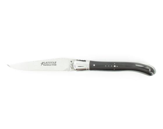 Laguiole Nature Guilloché Corne Noire Couteau de Poche - Laguiole par Fontenille Pataud