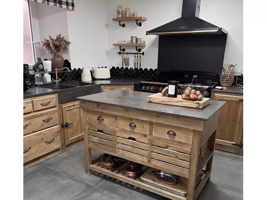 Meuble bas de cuisine 4 tiroirs - Champêtre