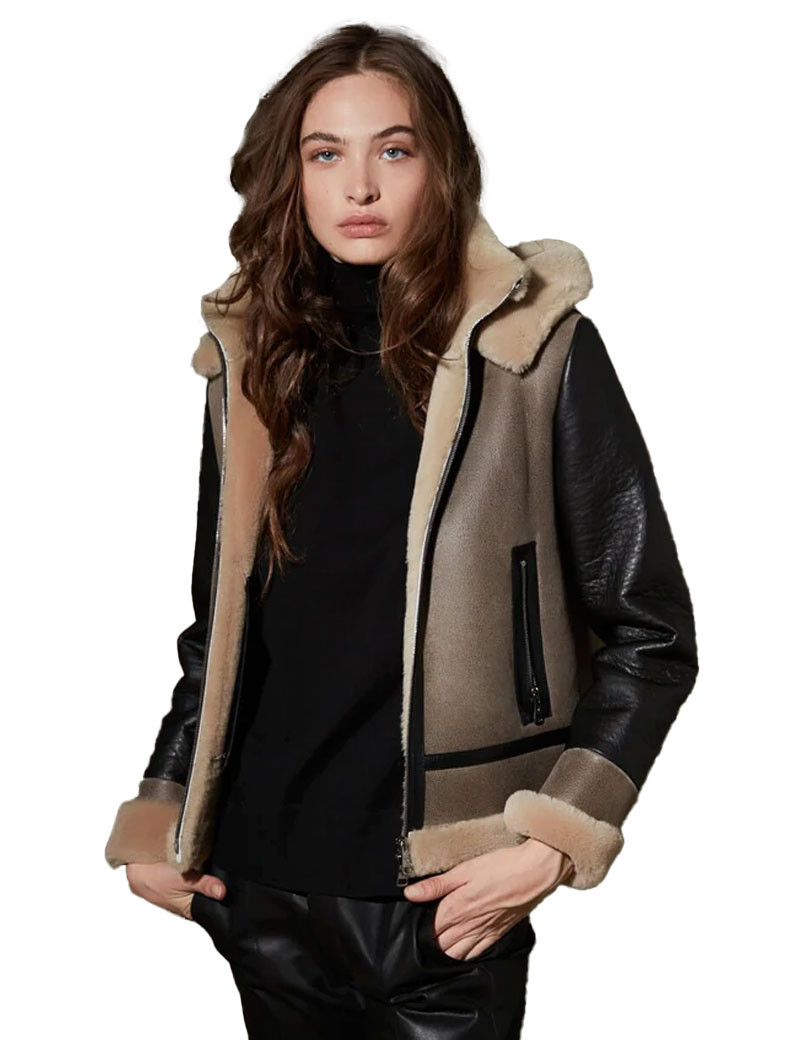 VENTCOUVERT BOMBARDIER À CAPUCHE FEMME MERINO AMAZONE CAMEL