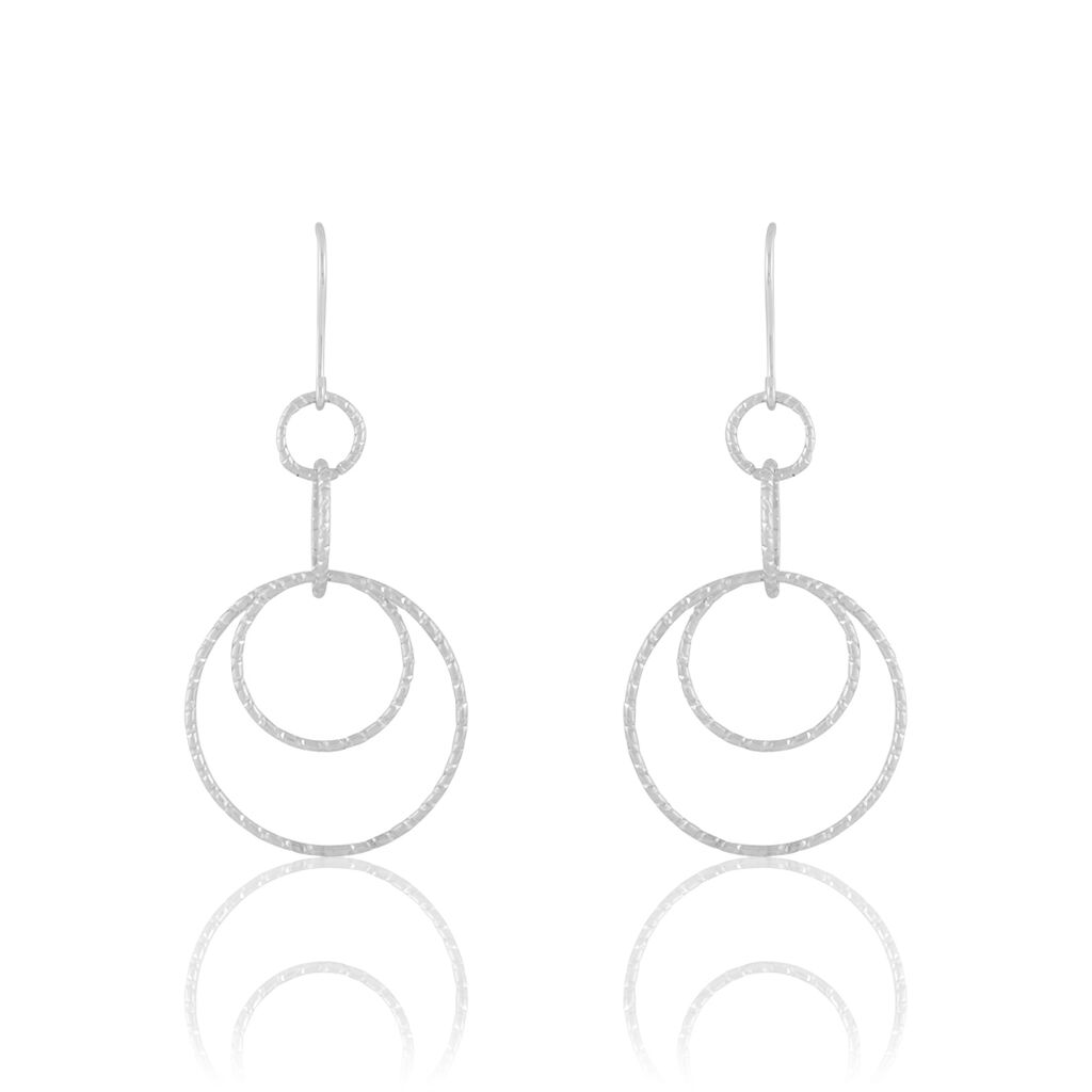 Boucles D'oreilles Pendantes Flaura Argent Blanc
