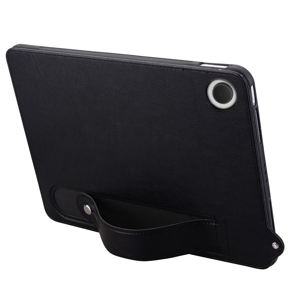 Samsung Galaxy Tab A11 / A9 Leder Hülle mit Handschlaufe - Schwarz