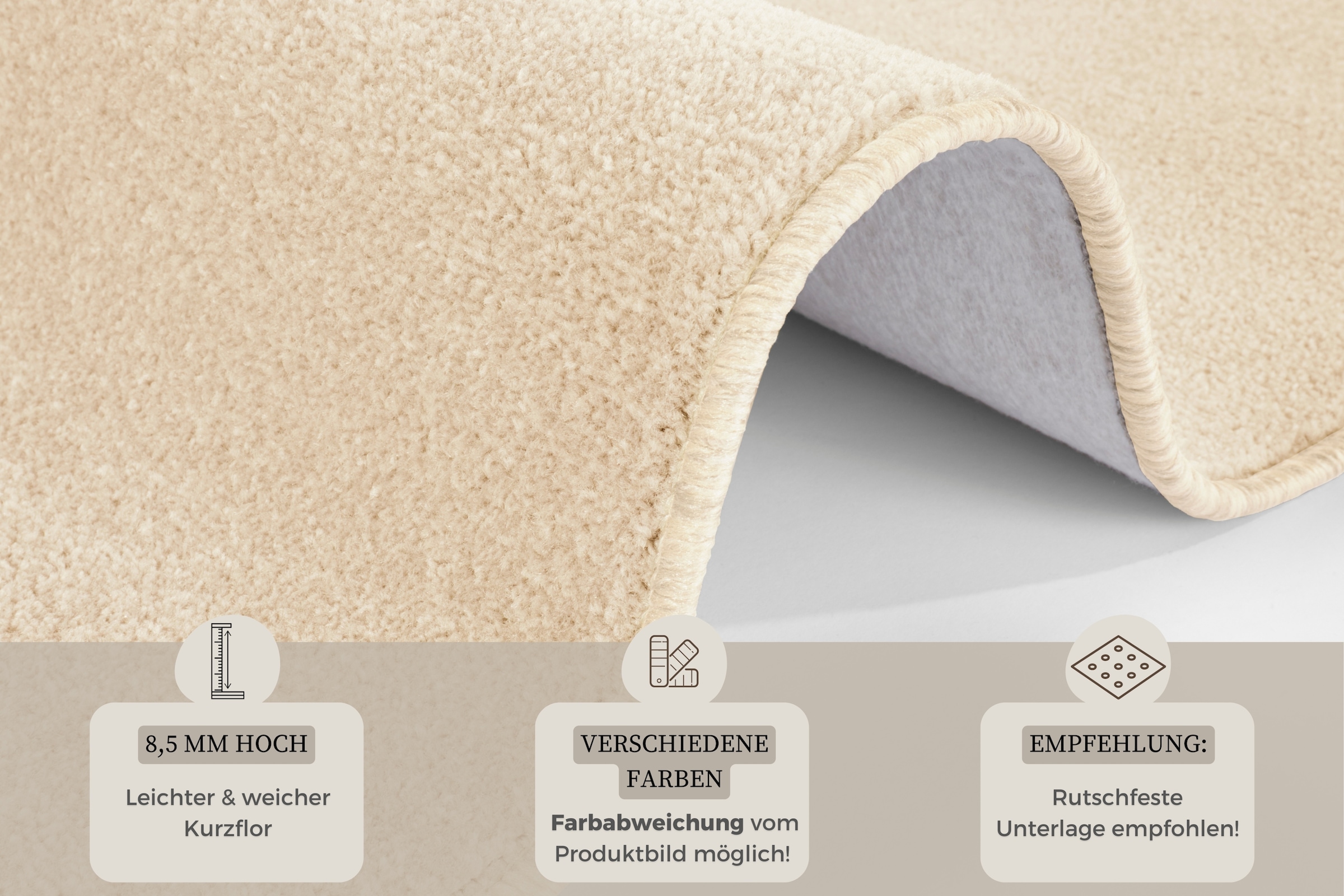 HANSE Home Teppich »Shashi« rechteckig 8,5 mm Höhe Kurzflor, Unifarben, Läufer, weich, Esszimmer, Kinderzimmer, Flur