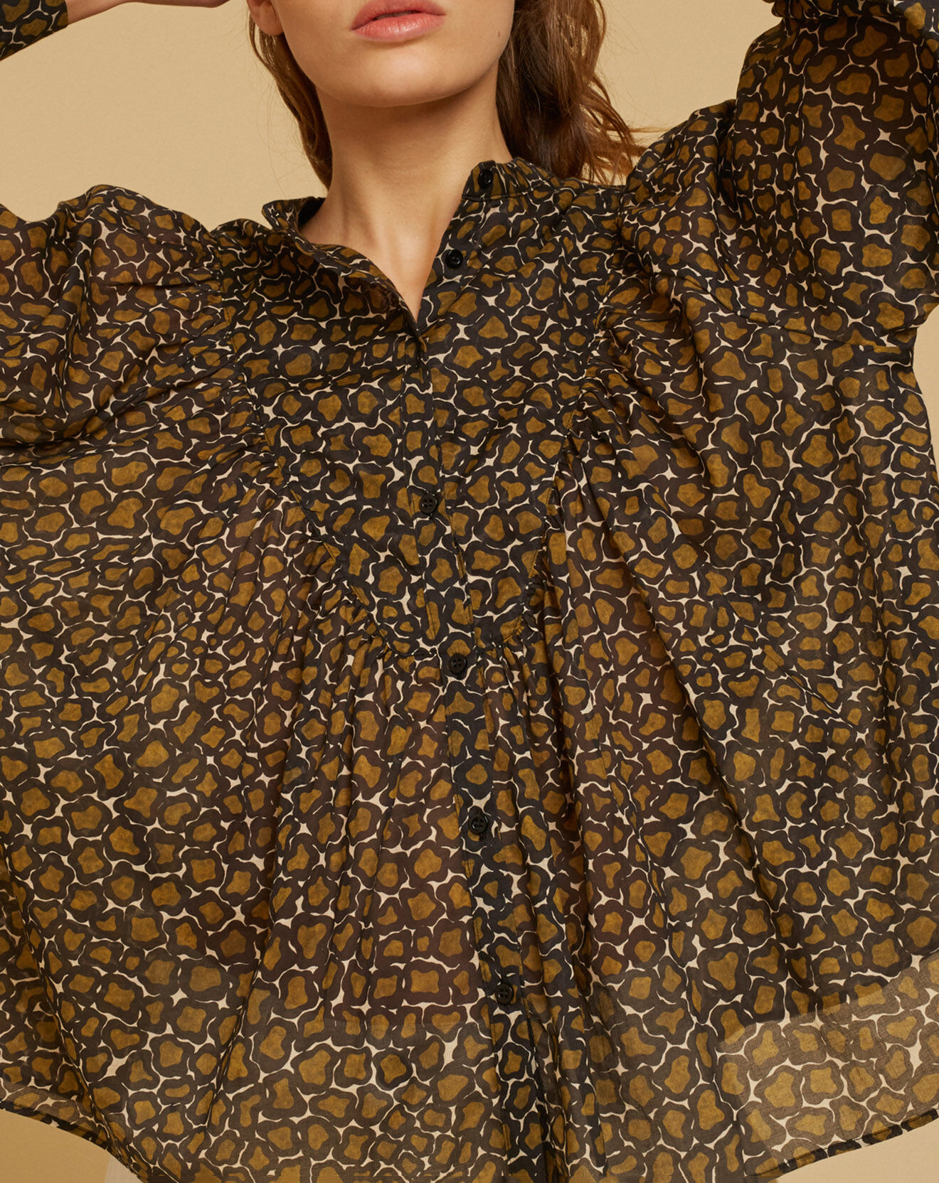 Chloé Stora Blouse ample en Voile de coton Alba imprimée noire