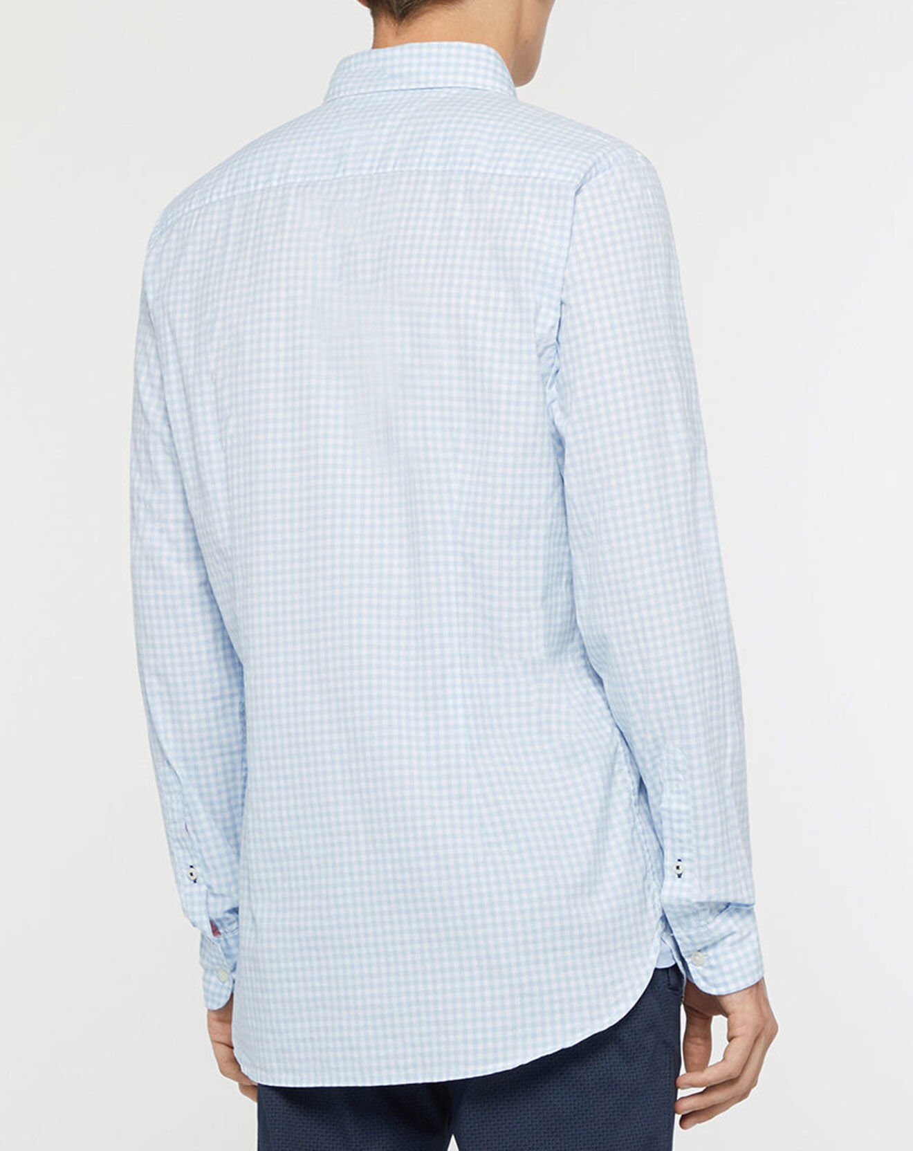 Tommy Hilfiger Chemise Slim 100% Coton Bio Gingham à carreaux bleu ciel/blanc
