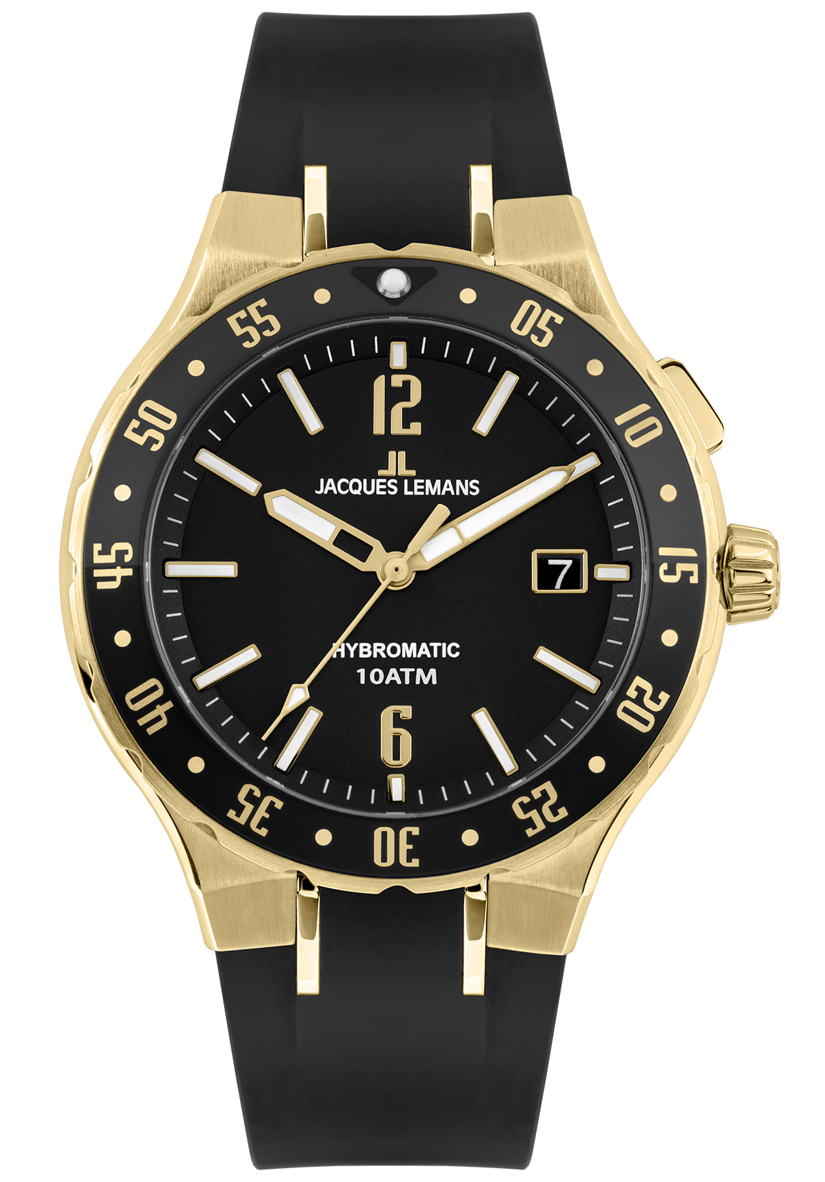Jacques Lemans Herrenuhr Hybromatic / IP-gold Black 1-2109E