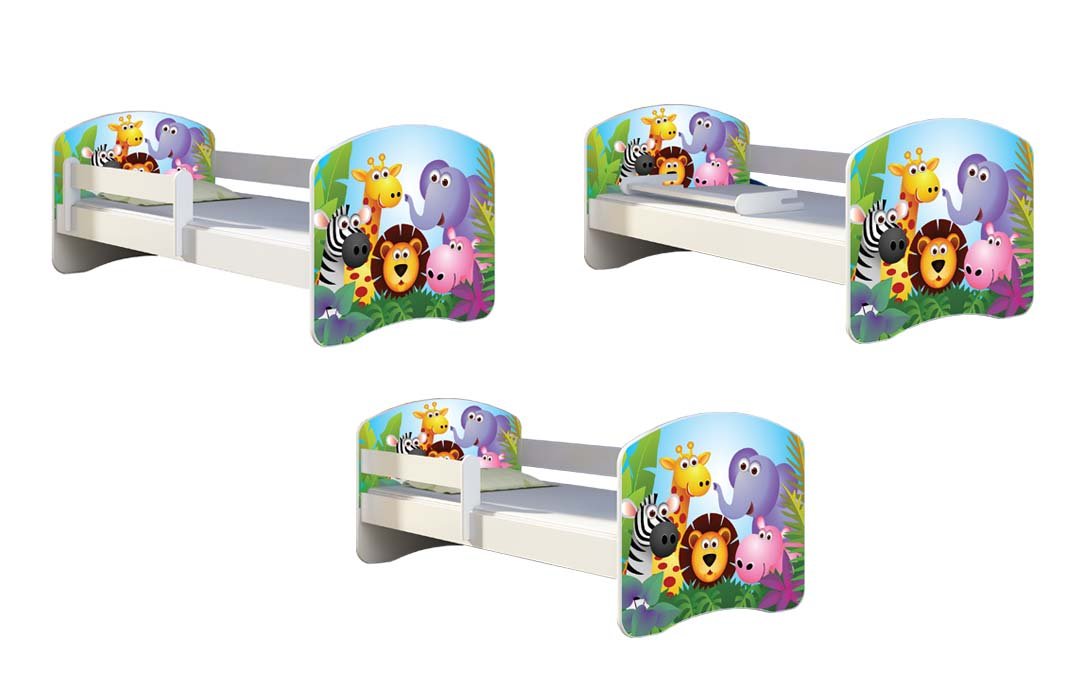 Kinderbett Jugendbett mit einer Schublade und Matratze Weiß ACMA II 140 160 180 40 Design (160x80 cm, 15 Sweet Kitty)