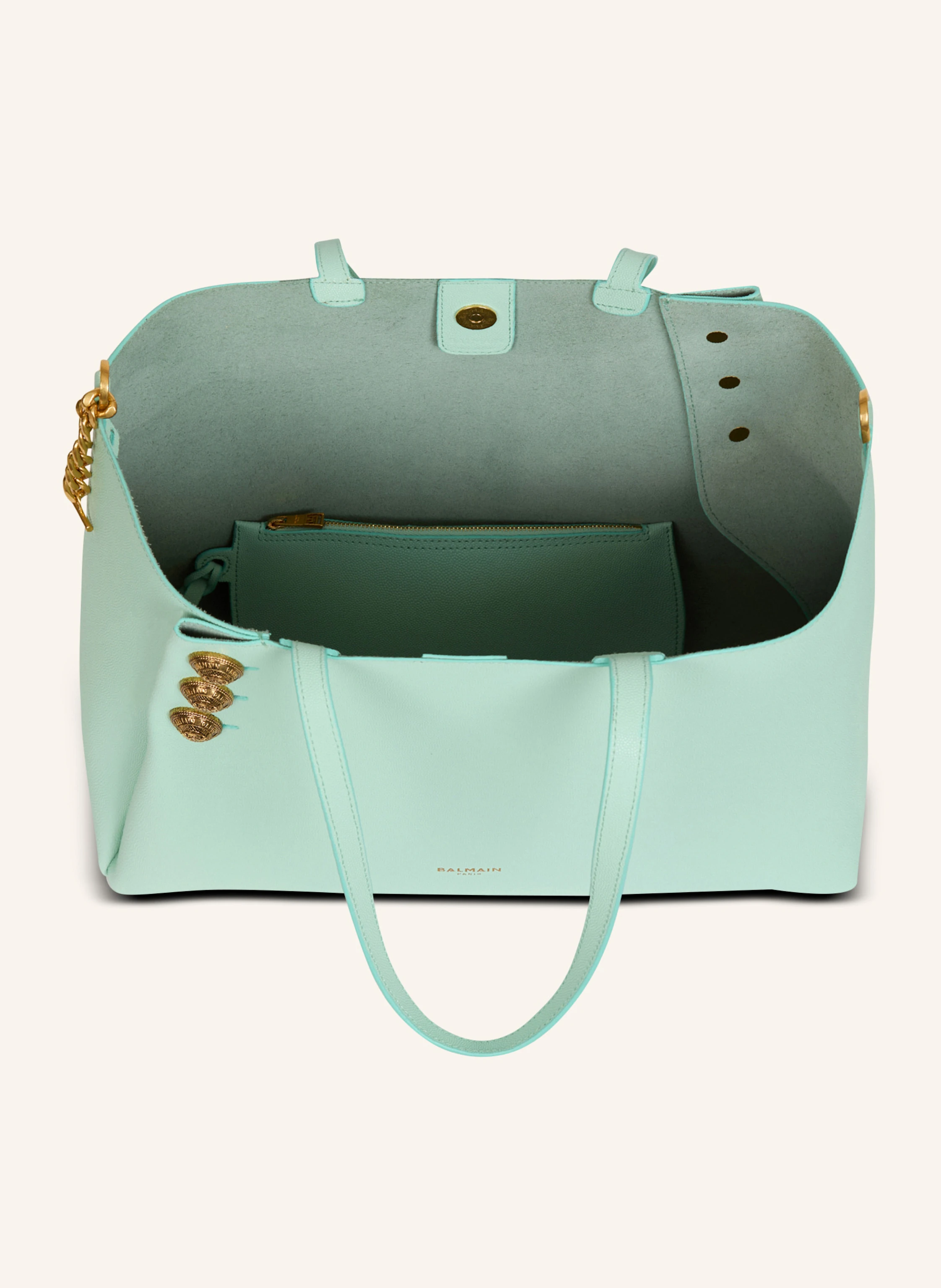 BALMAIN Shopper Emblčme aus genarbtem Kalbsleder