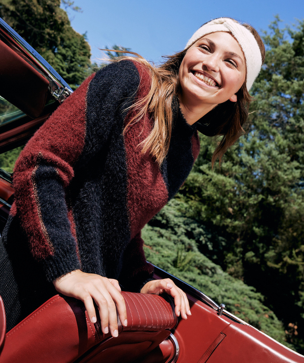 PULL MANCHES LONGUES FILLE TOUT DOUX ROUGE ET NOIR