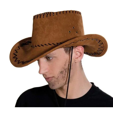 Mottoland Kostüm Cowboyhut Wildlederoptik braun