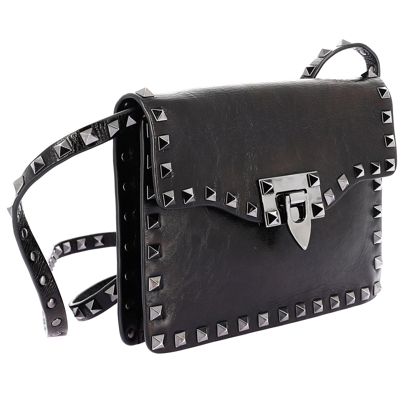 Valentino Mini sac Rockstud en Cuir noir Etat: Très bon état - Longueur 19.5 cm