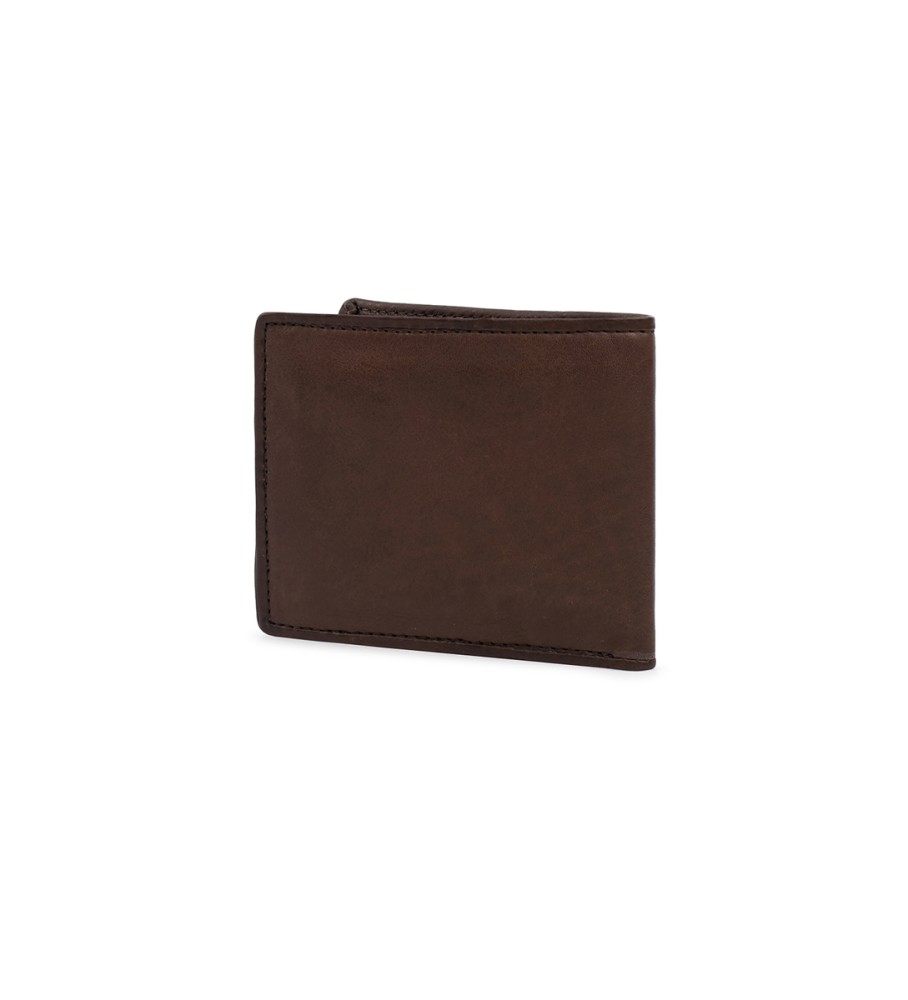 Carteira National Geographic Wind em couro marrom - 2 x 11 x 9 cm -