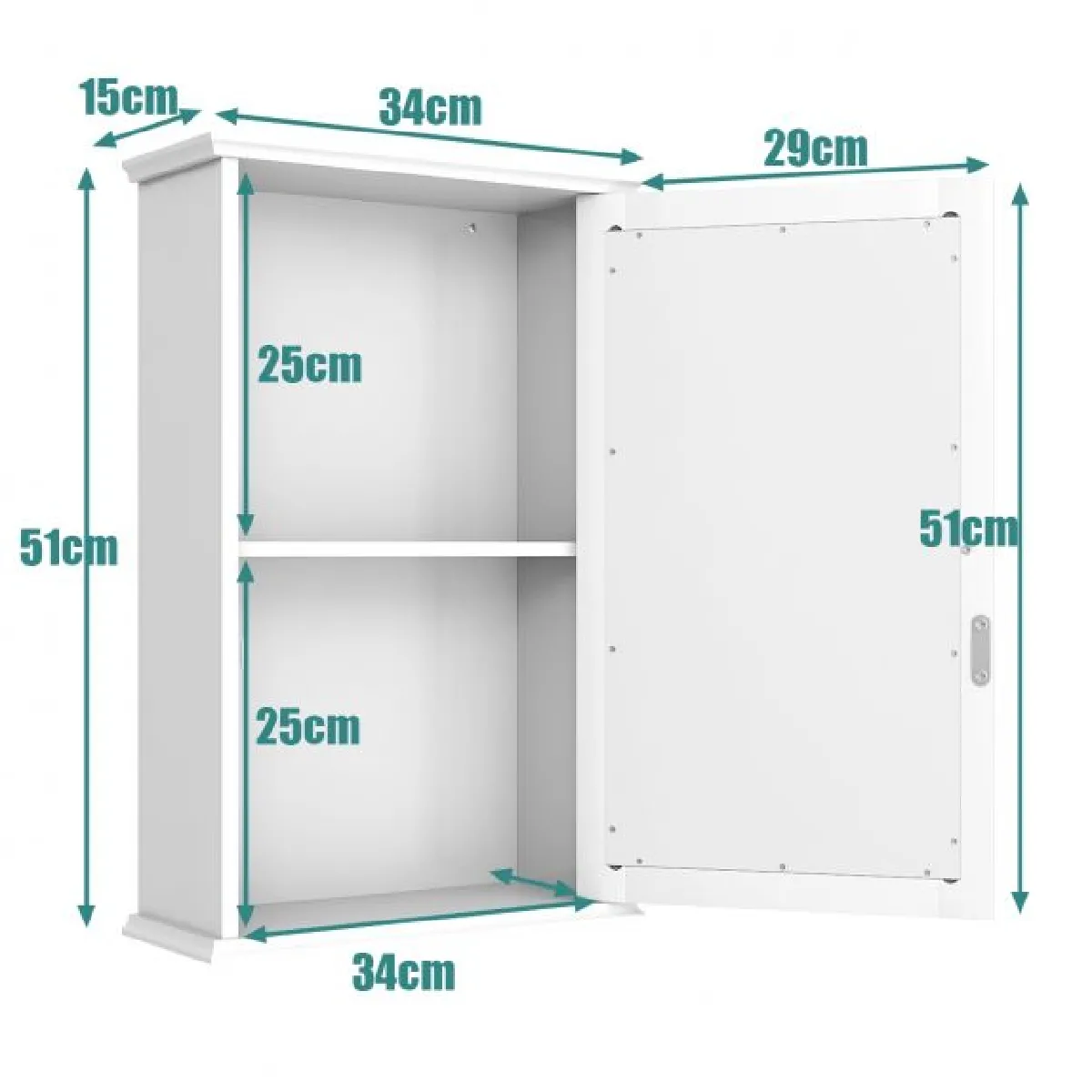 Helloshop26 Armoire de salle de bain avec miroir 34 x 15 x 51 cm blanc