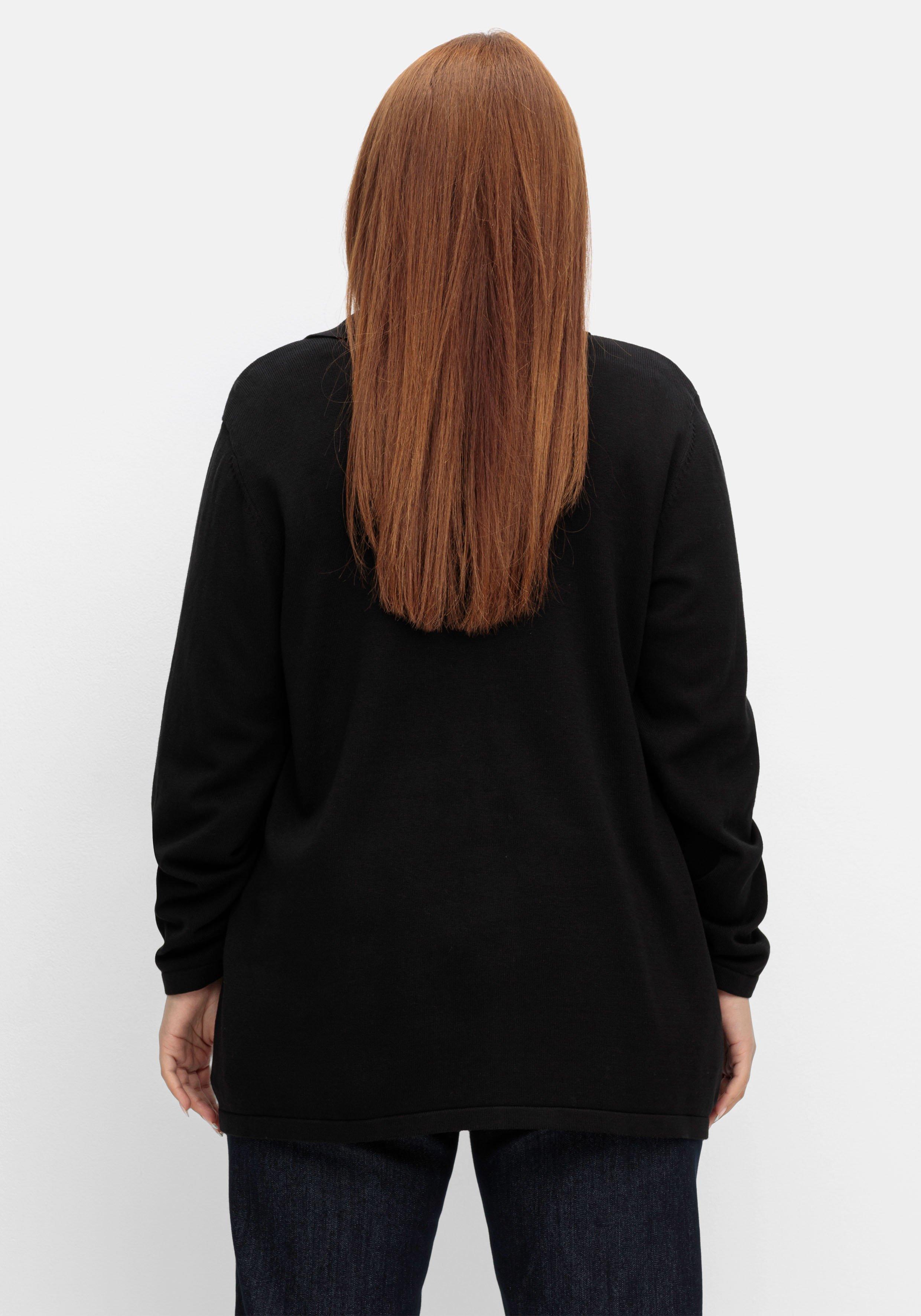 Strickjacke in Petite Passform, mit Polokragen