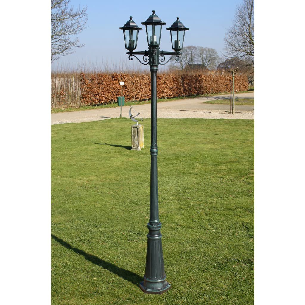vidaXL 3-armige tuinvloerlamp 215 cm donkergroen/zwart