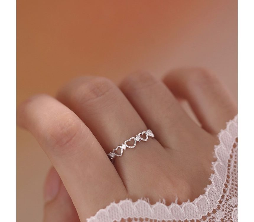 Parskletie - Hartvormige Sterling Zilveren Open Ring