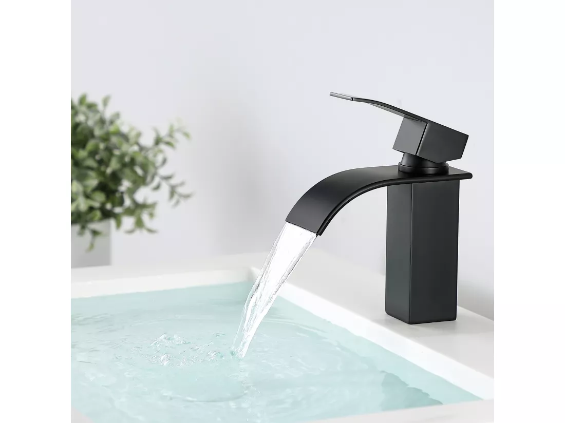 Cecipa max NOIR Robinet de Lavabo en Cascade Mitigeur en Laiton pour Salle de Bain Design Moderne,EU Modèle