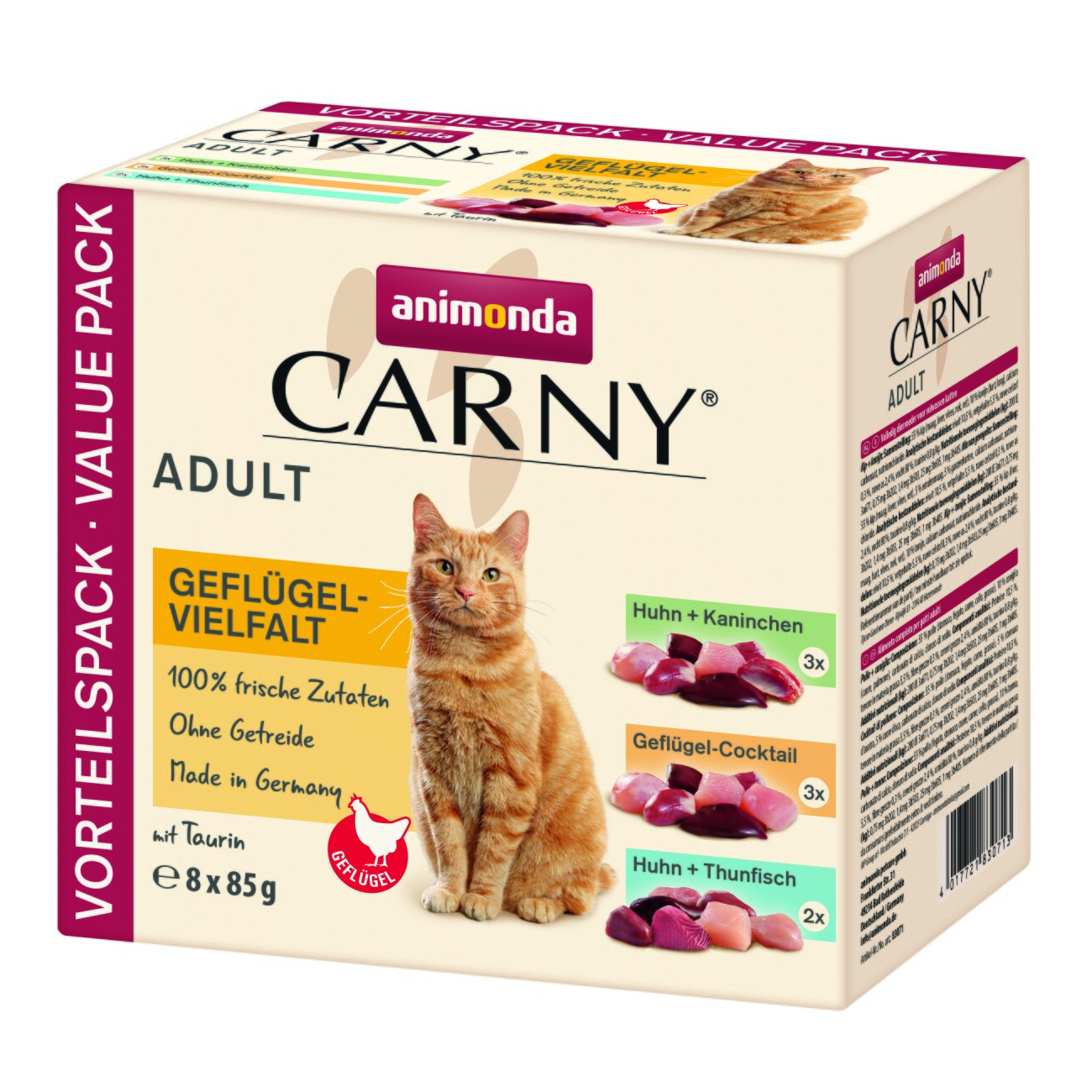 animonda Carny Nassfutter Katze Adult, Mixpaket Geflügel-Vielfalt 8x85 g