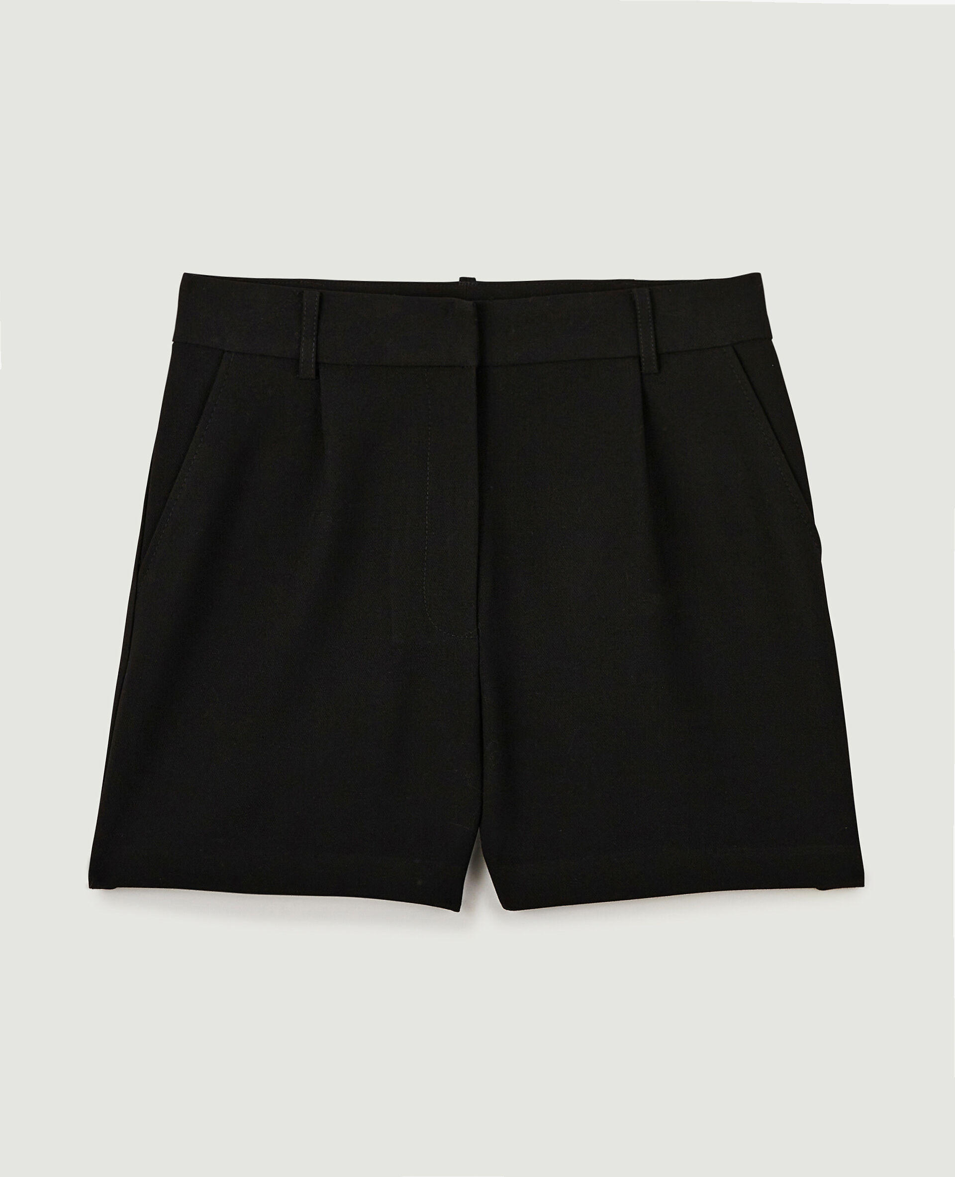 Short taille haute avec pinces - Noir