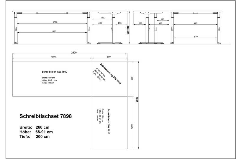 MID.YOU Eckschreibtisch MAILAND