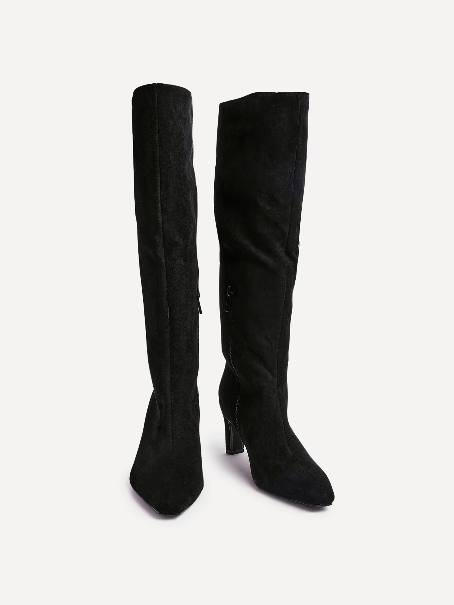 Zwart chroom - Linzi Uptown Slim Block Heel High Leg Boots