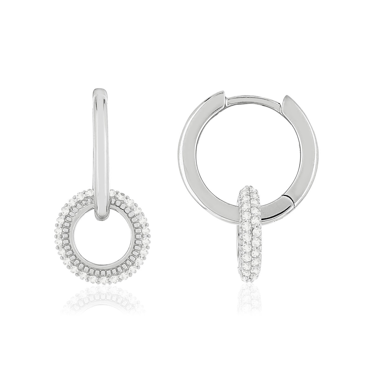 Créoles argent 925 zirconias, motif cercle