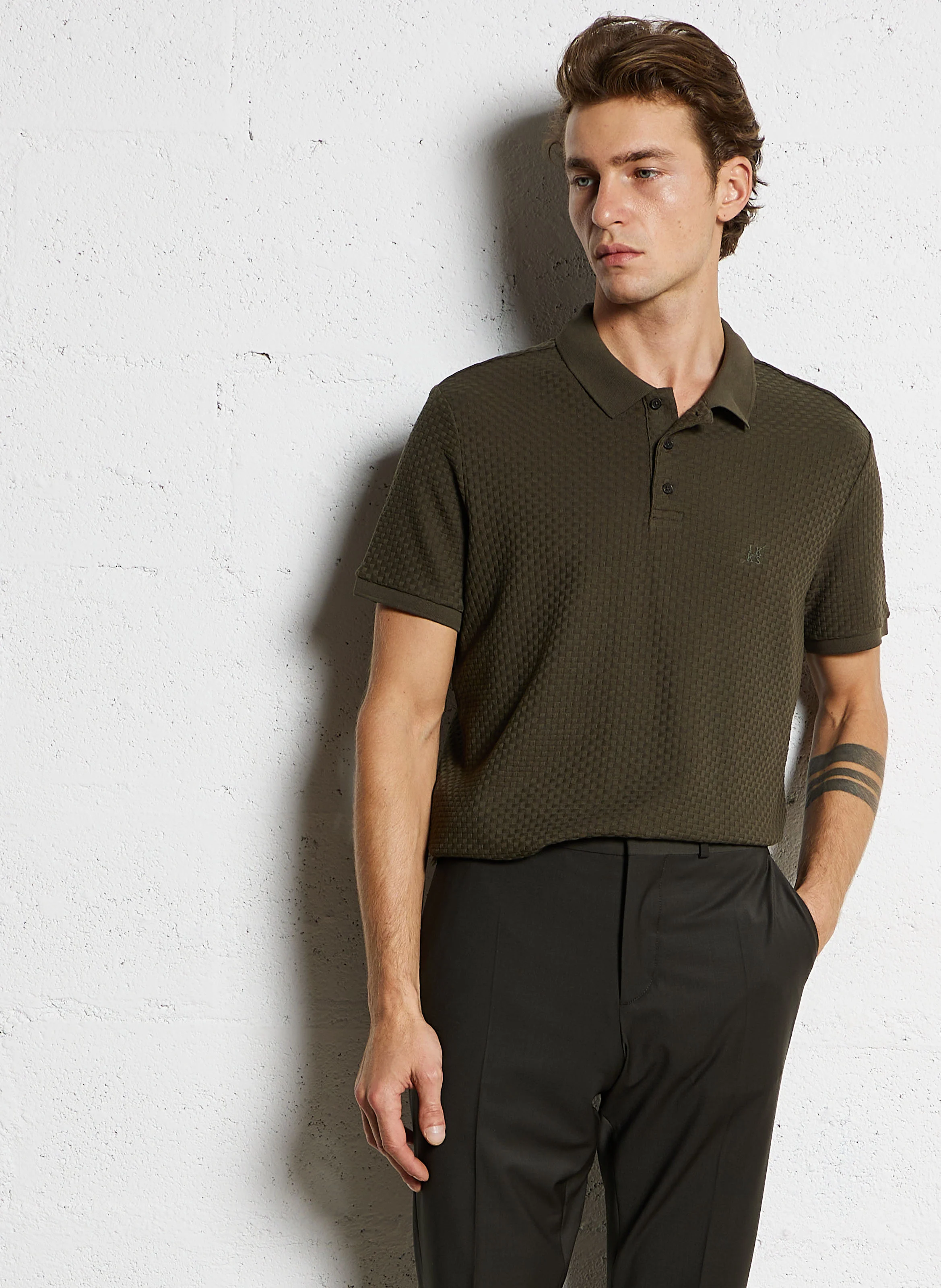 Polo droit en coton mélangé | Marron