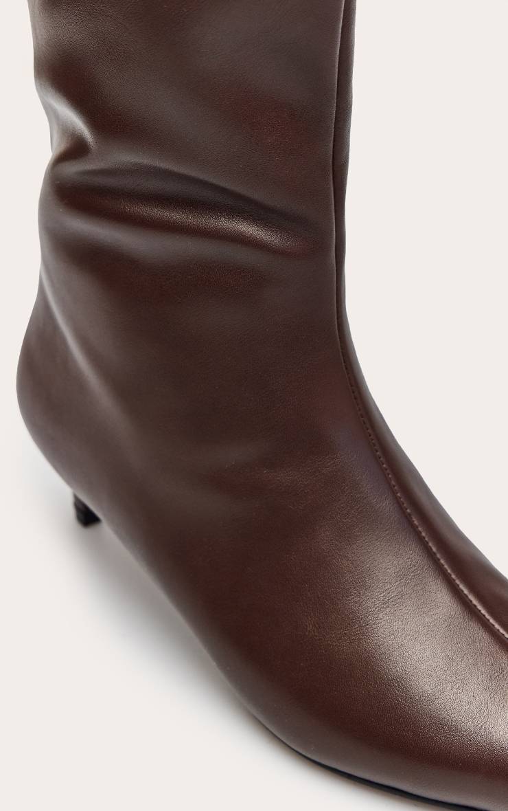Chocolat Bottes Montantes À Bout Pointu Et Petit Talon En Synthétiquecuir