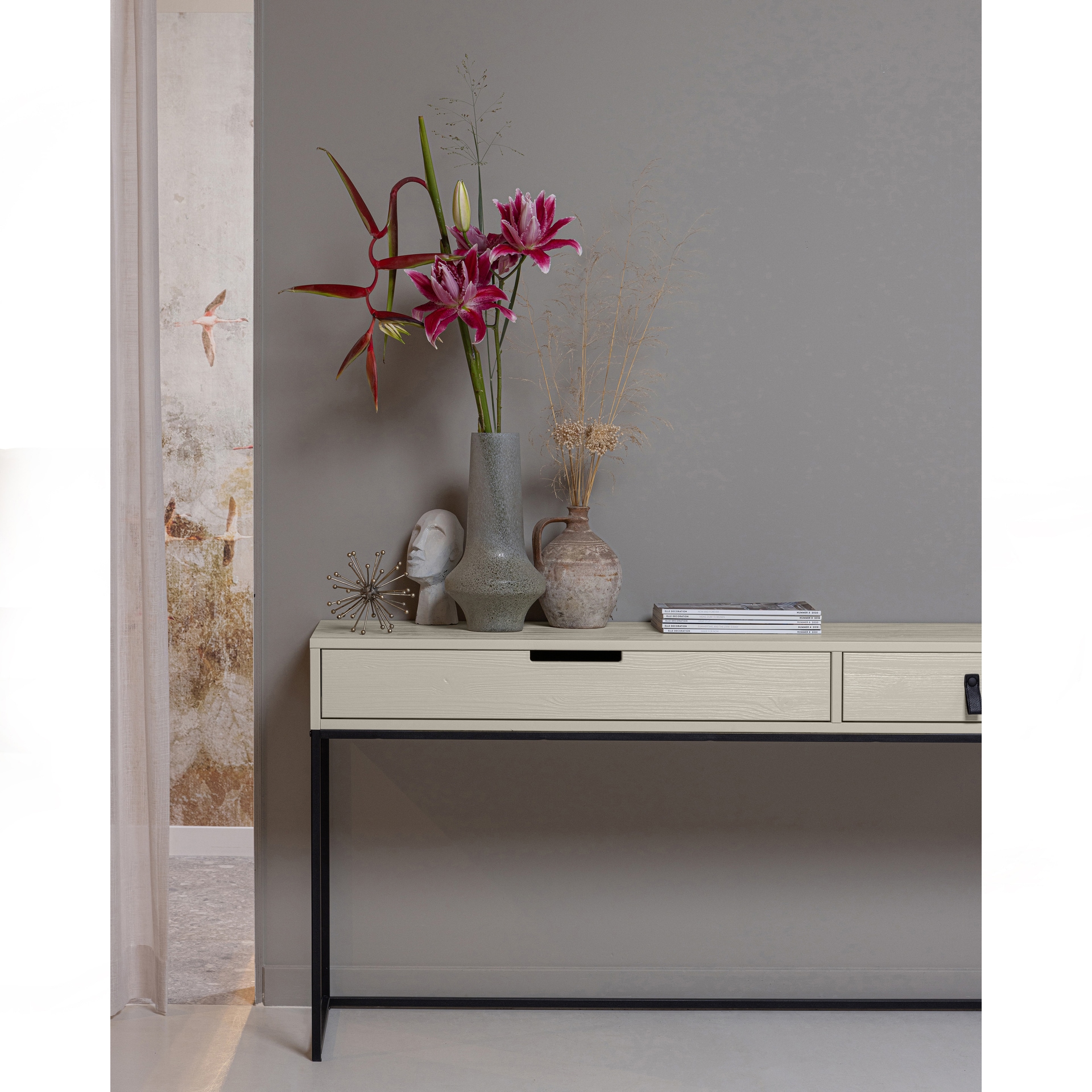 Beistelltisch SILAS 140 x 75 cm weiß/ schwarz