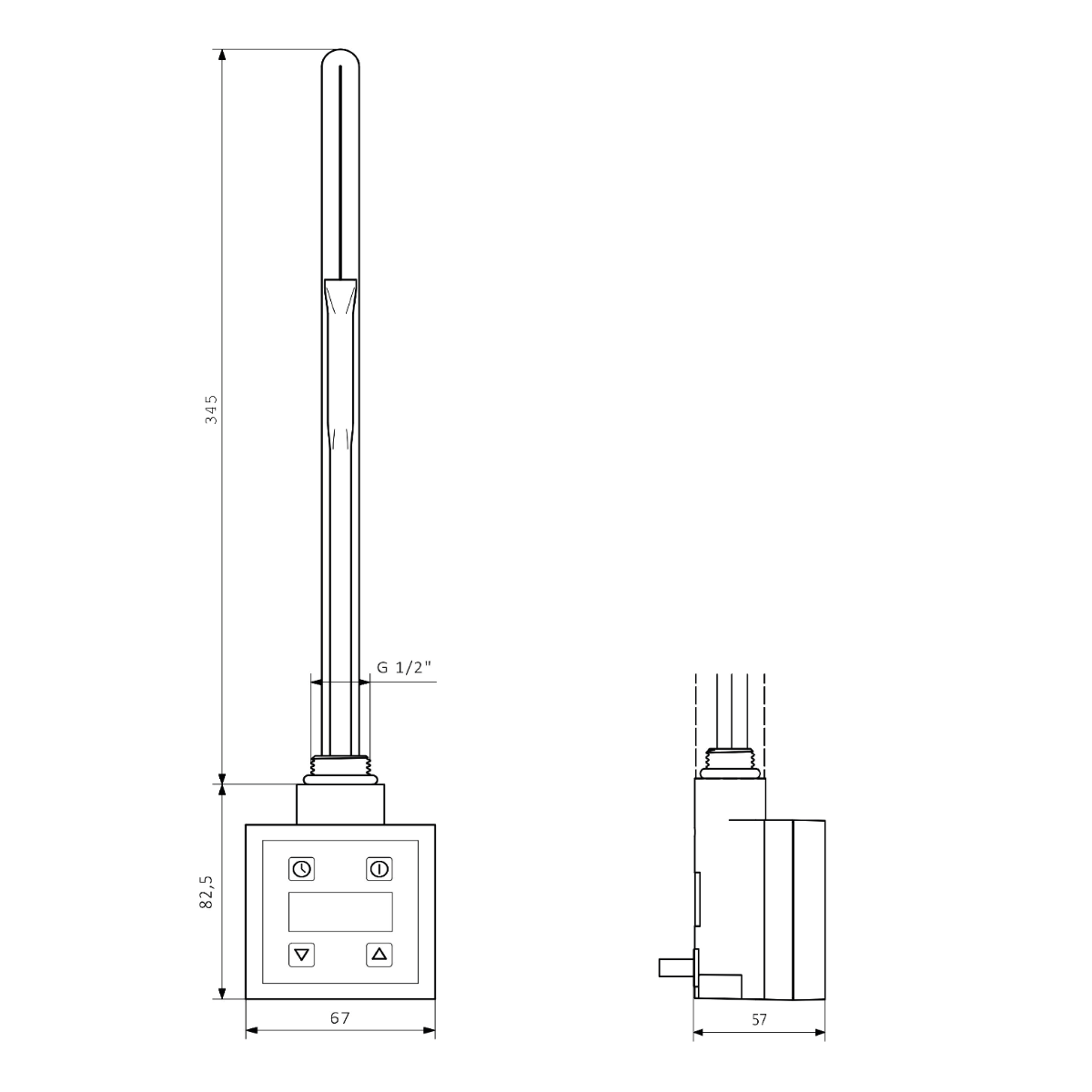 Sapho KTX thermostatisch verwarmingselement radiator 600W mat zwart