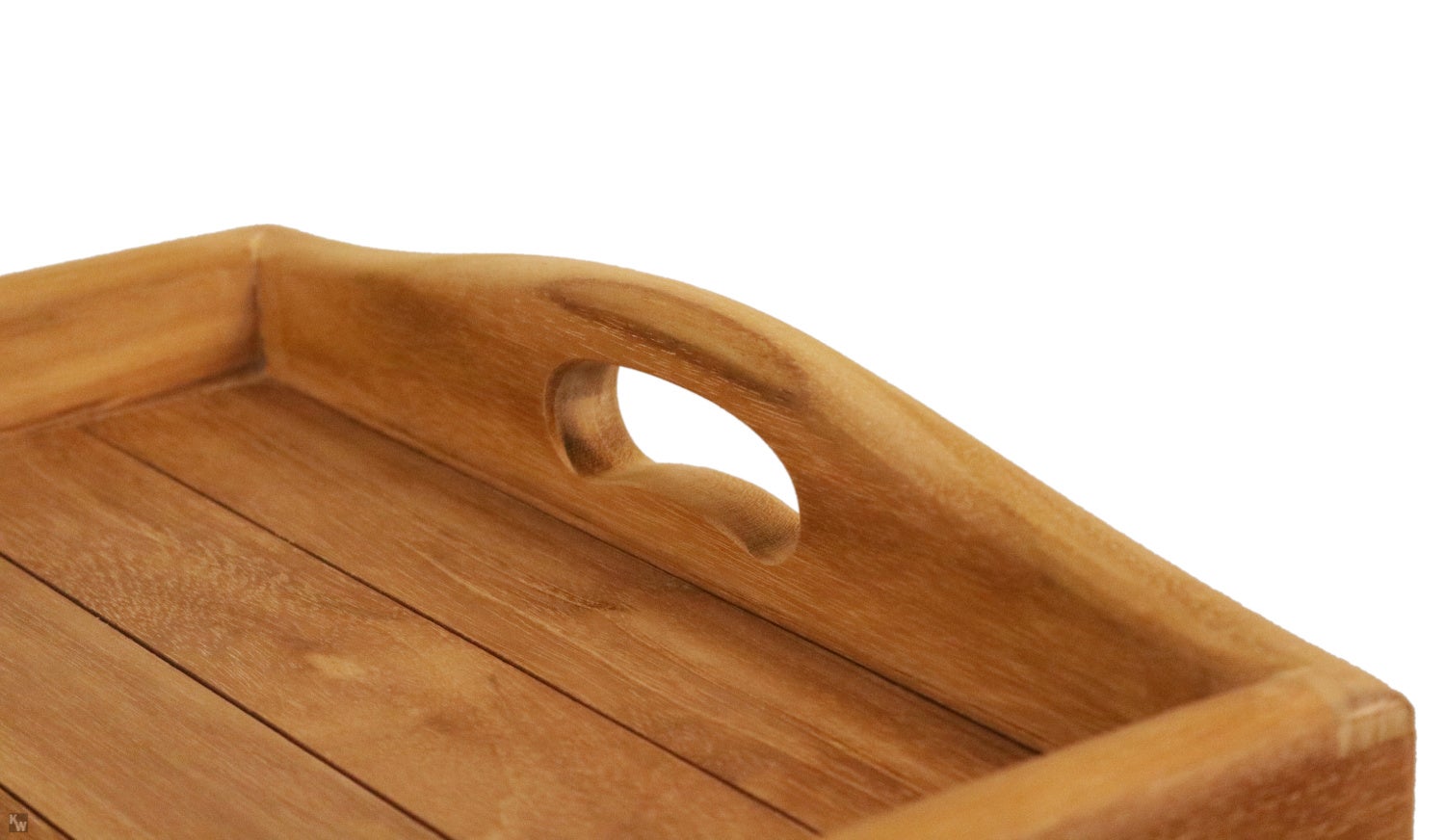 Teakhouten bijzettafel/serveertafel 70 x 38 cm met uitneembaar dienblad, opvouwbaar