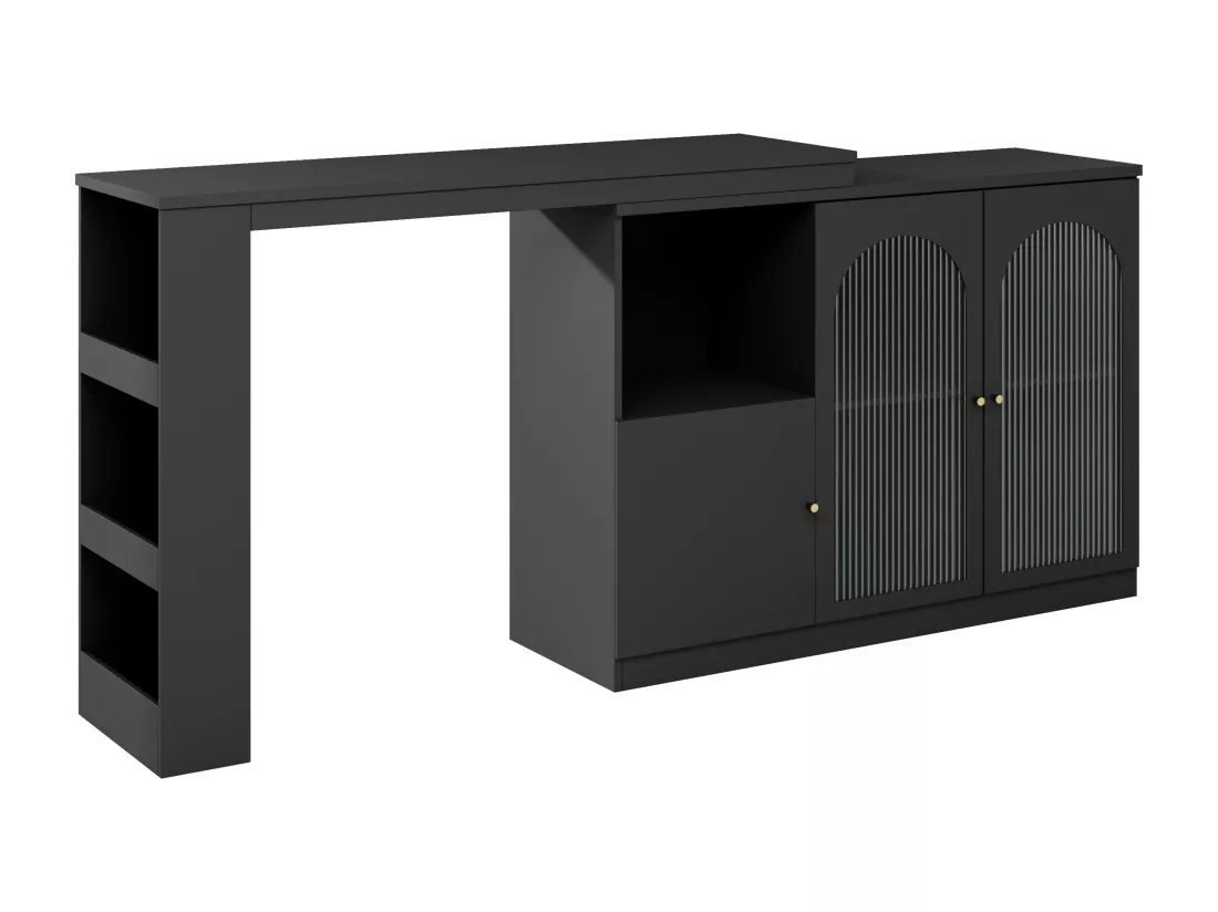 Buffet、Meuble de bar rotatif en MDF - grand espace de rangement - style contemporain - Noir