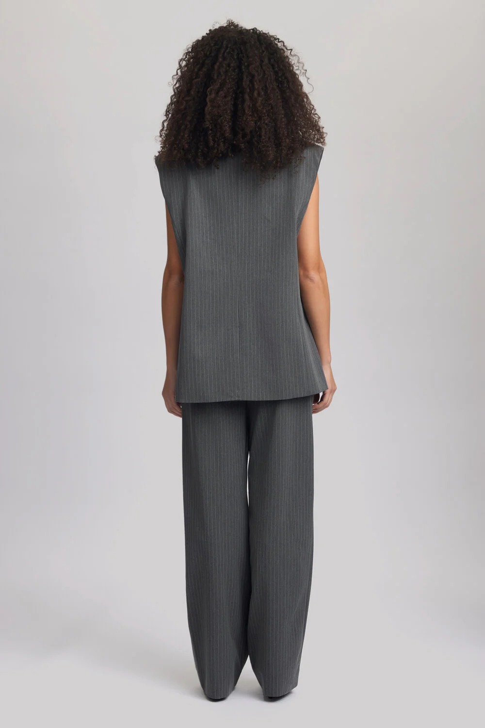 GESTUZ  Joelle pinstripe vest - Grey pinstripe
