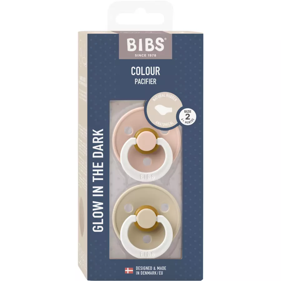 BIBS® BIBS Nachtschnuller Colour anatomischer Sauger Blush & Vanilla 6-18 Monate, 2 Stk.