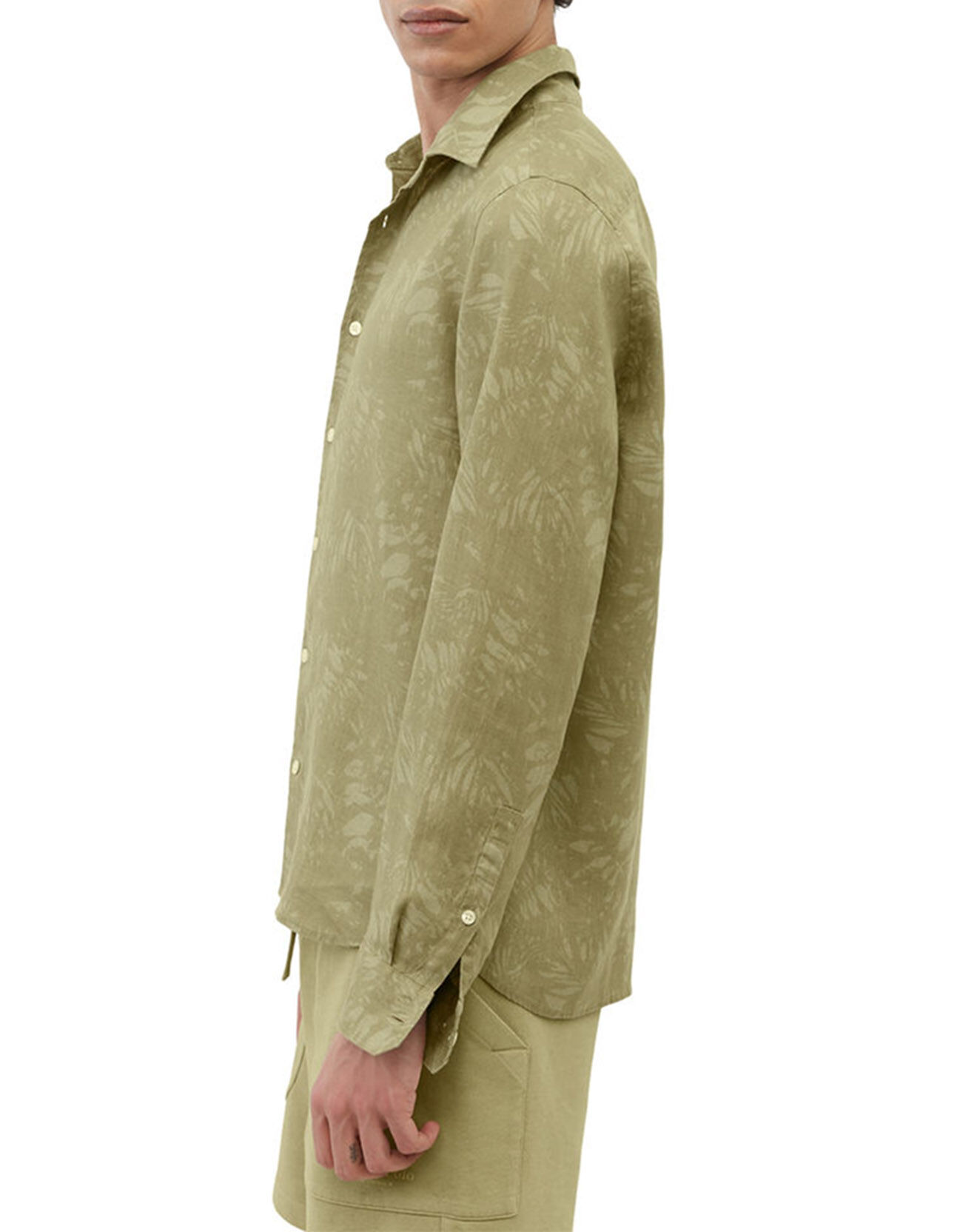 Marc O'Polo Chemise 100% Lin manches longues Sf kaki clair