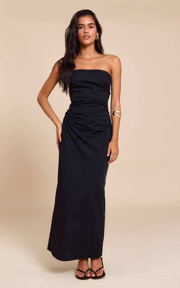 Noir Robe Mi-longue Bandeau Froncée