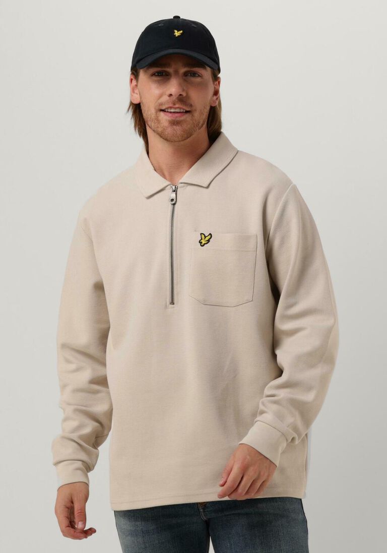 LYLE & SCOTT gebroken wit lyle & scott sweater crest textured quarter zip