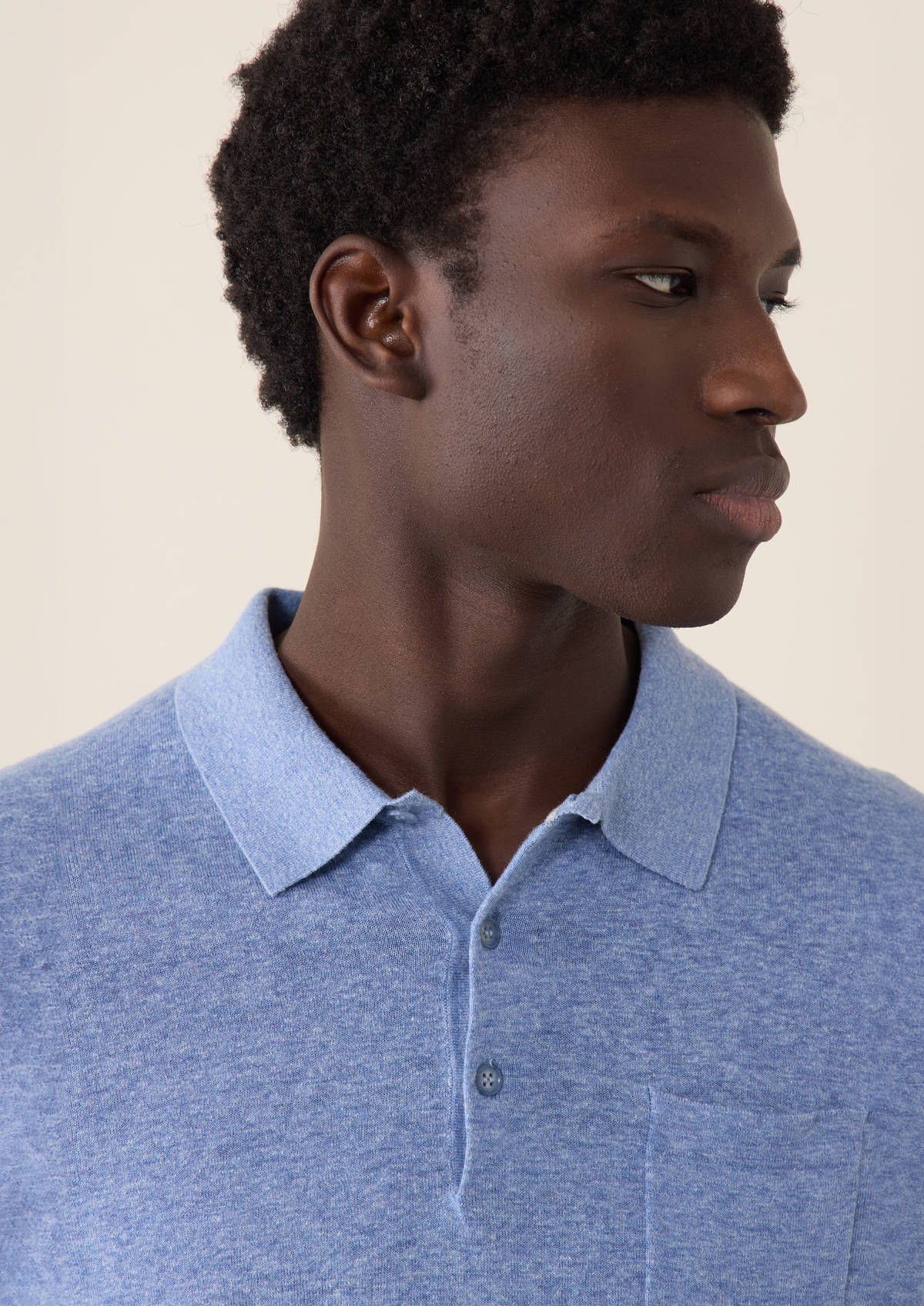 Polo manches courtes Slim en maille unie bleu azur