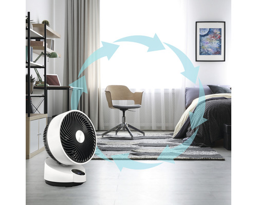 Penguin tafelventilator, Ø 24,5 cm, 50 W, kunststof, wit/zwart, met timer, touchbediening en afstandsbediening