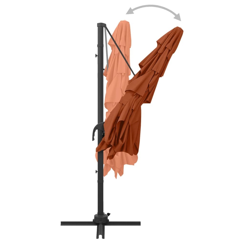 Parasol à 4 niveaux avec mât en aluminium 250 x 250 cm orange