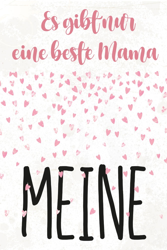 queence Metallbild »Mama« Herzen | Schriftzug | Sprüche | Sprüche & Texte 1 Stk. tlg. Stahlschild, Blechschild, Sprüche, Texte, Mama